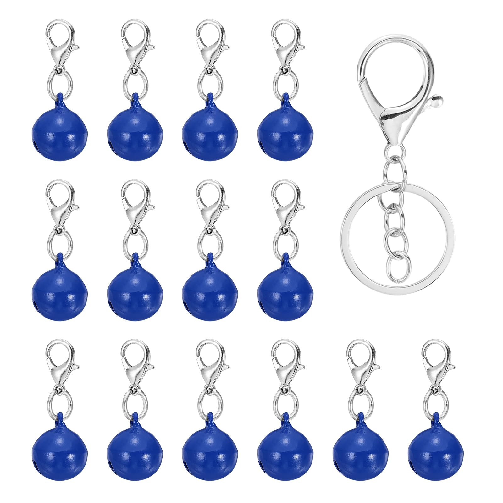 PATIKIL 14 PCS Dog Bell, Mini Cat Bell Small Pet Keychain Bells Buckle Cute Bulk Metal Loud Jingle for Dog Collar Charm Pendant Necklace DIY Crafts Christmas Decorations, Dark Blue