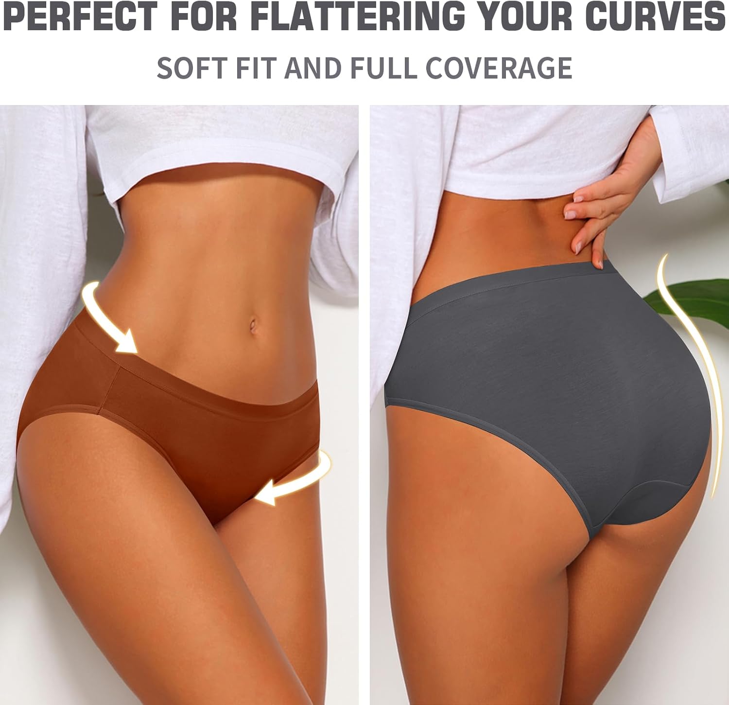 Eiggam Women's Cotton Bikini Panties,High-Cut Full Coverage Stretch Cool Underwear for Women - Image 3