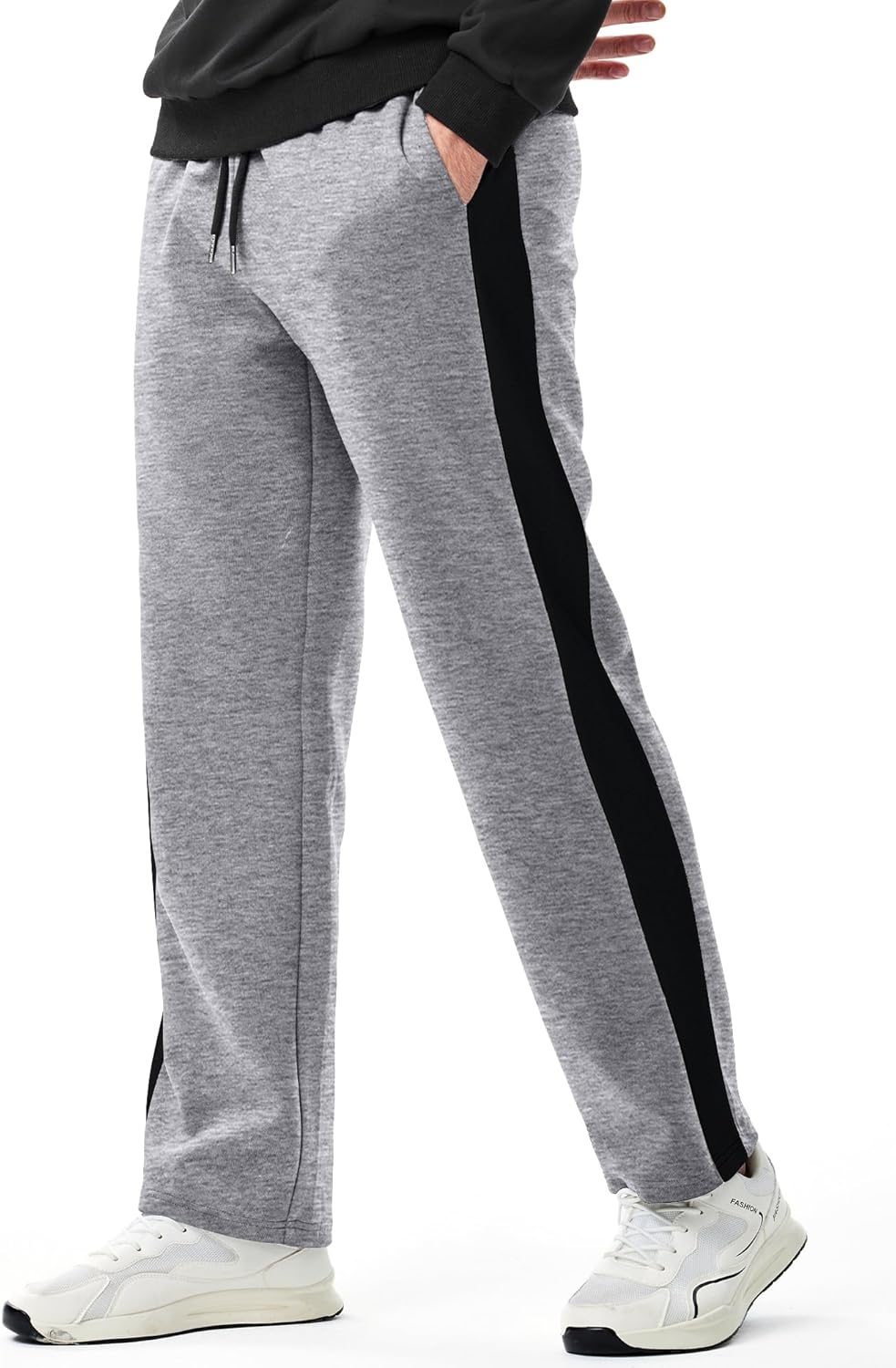 JMIERR Men's Sweatpants Wide Leg Color Block Stripes Tapered Trousers Drawstring Waist Casual Stretch Track Pants - Image 2