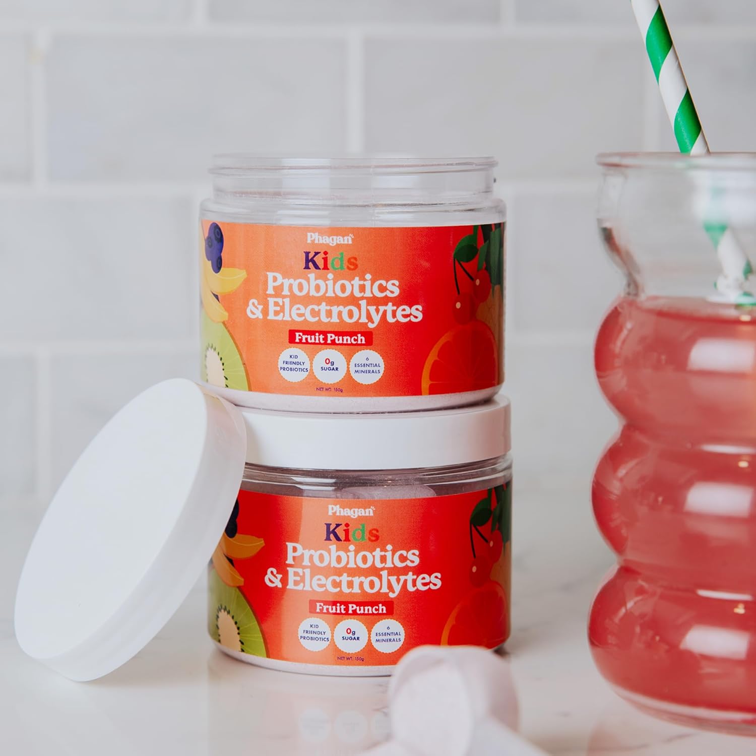 Kids Electrolyte + Probiotic Powder - Dual-Action Hydration & Immune Support with Zinc - Zero Sugar, Plant-Based Formula for Toddlers & Active Children - Fruit Punch, 30 Servings - Image 7