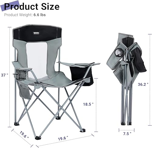 Miniatura 3 de Silla plegable de camping al aire libre, portátil, ligera, sillas plegables para campamento para adultos al aire libre con soporte para tazas, bolsa