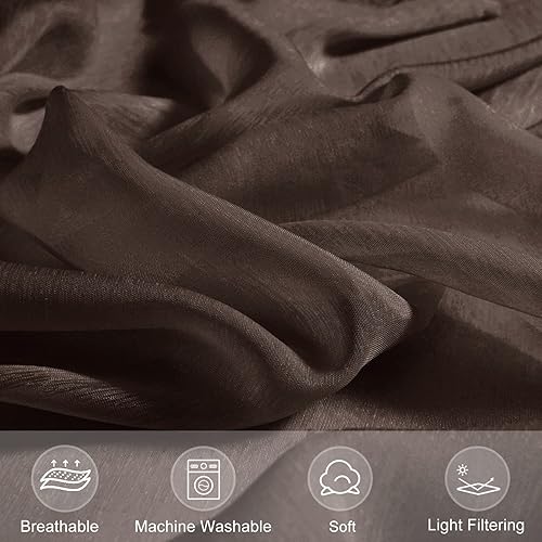 Miniatura 4 de JIUZHEN - Cortinas semitraslúcidas filtrantes de luz con ojales para ventana de dormitorio, sala de estar 42 pulgadas de ancho x 84 pulgadas de