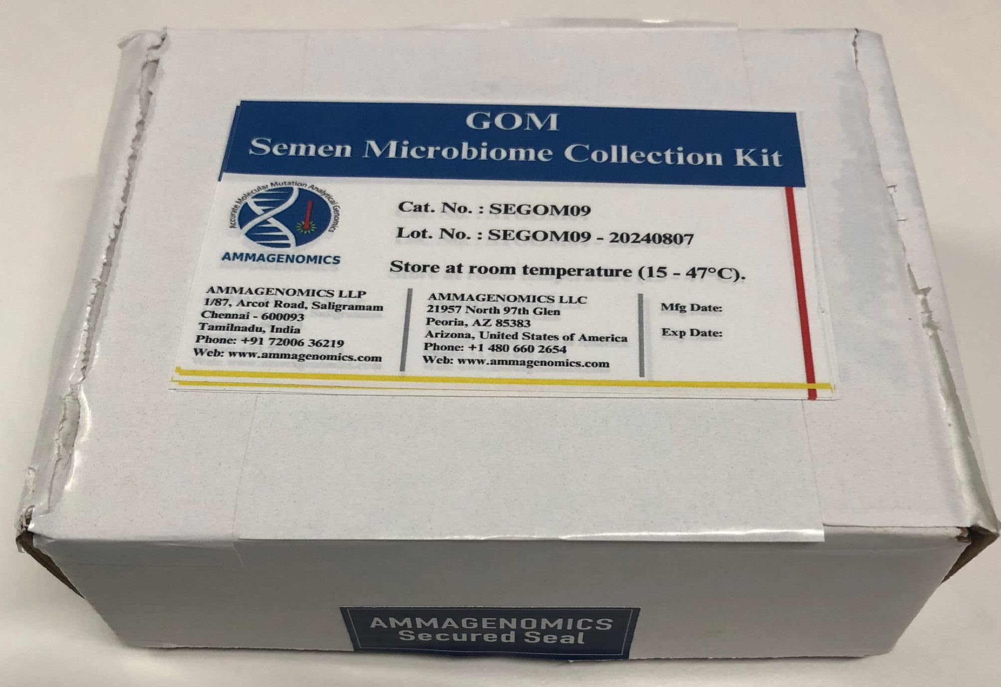 Semen Microbiome Ammagenomics collection testing kit