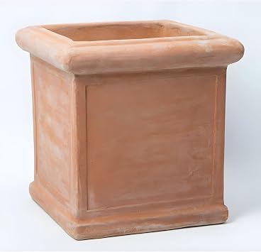 Primrose Terracotta Cube Square Garden Planter 39cm with Drainage Hole