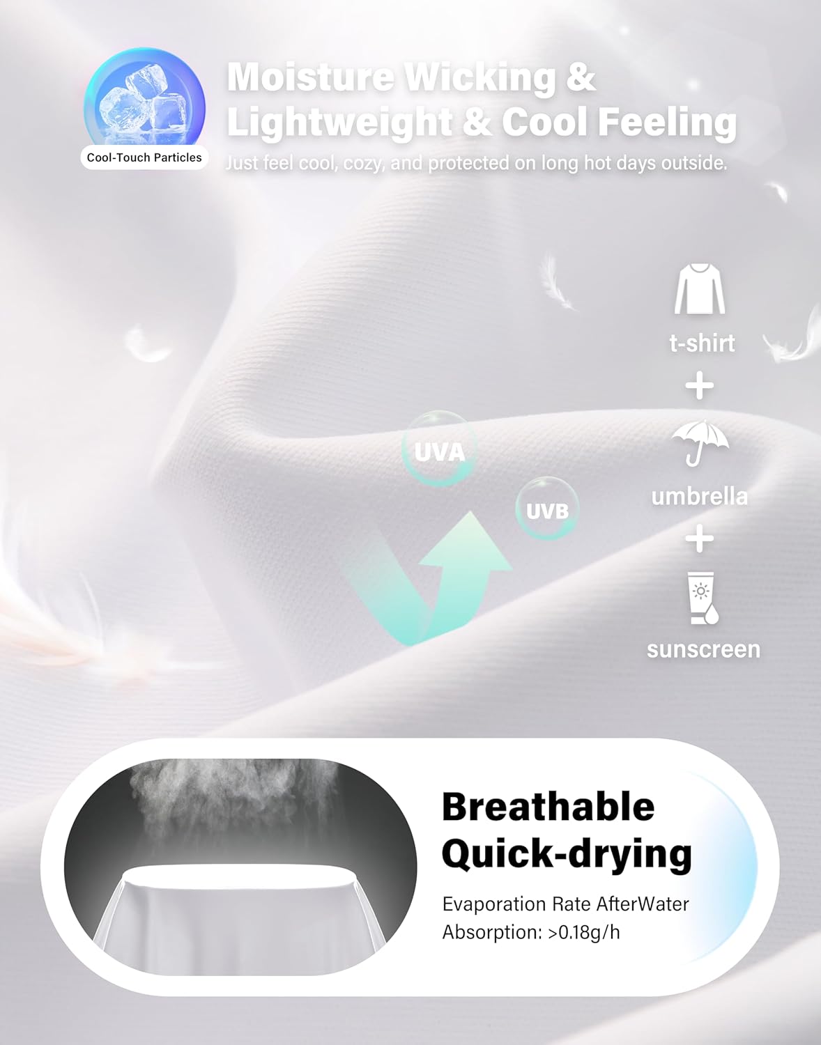 Women's UPF 50+ Sun Shirts Long Sleeve UV Protection Rash Guard Lightweight Quick Dry Workout Hiking Tops for Women - Image 6