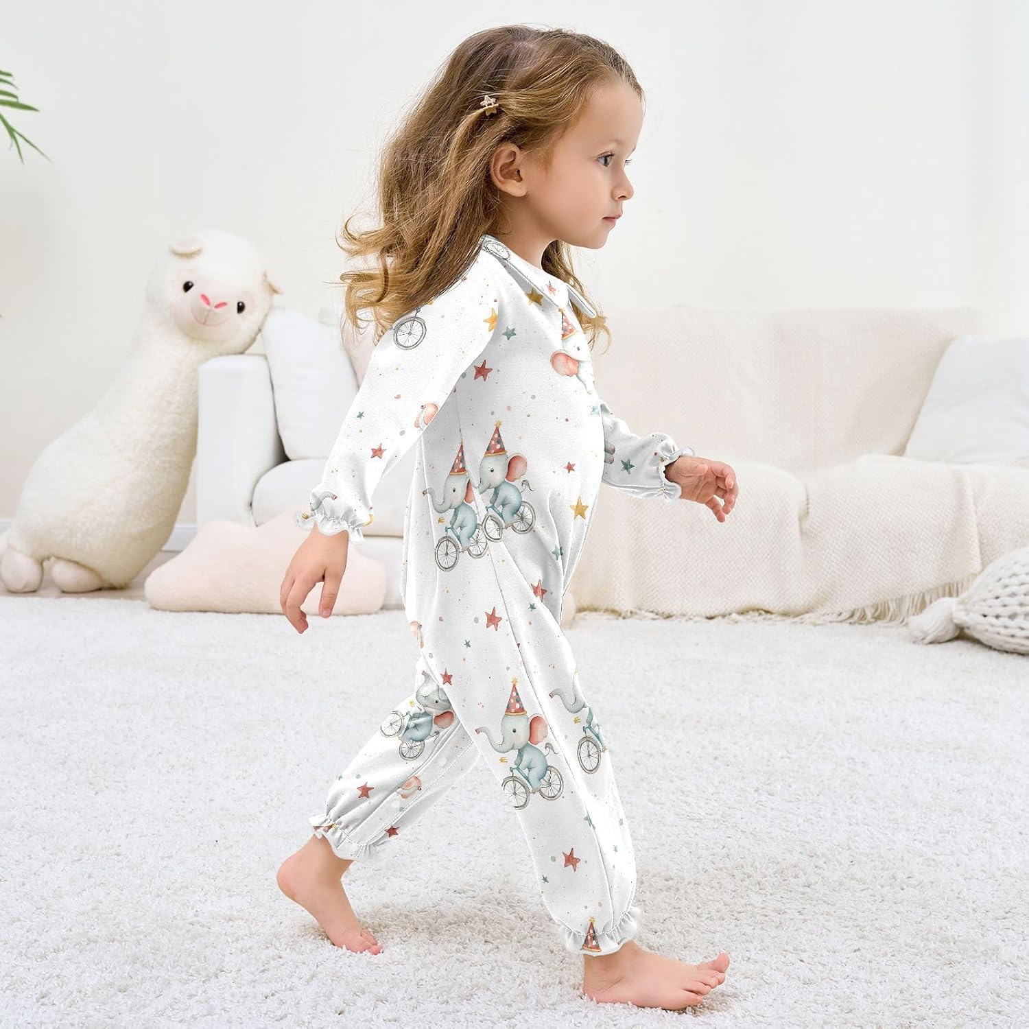 vvfelixl Baby Sleepers Elephant Ride Bike Long Sleeve Onesie Girl Baby Clothes for Girl Play One-piece for 0-3 months