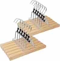Lot De 8 Cintres En Bois Pour Pantalons Et Jupes - Crochet Pivotant 360°, Antidérapant, Finition Naturelle - 5
