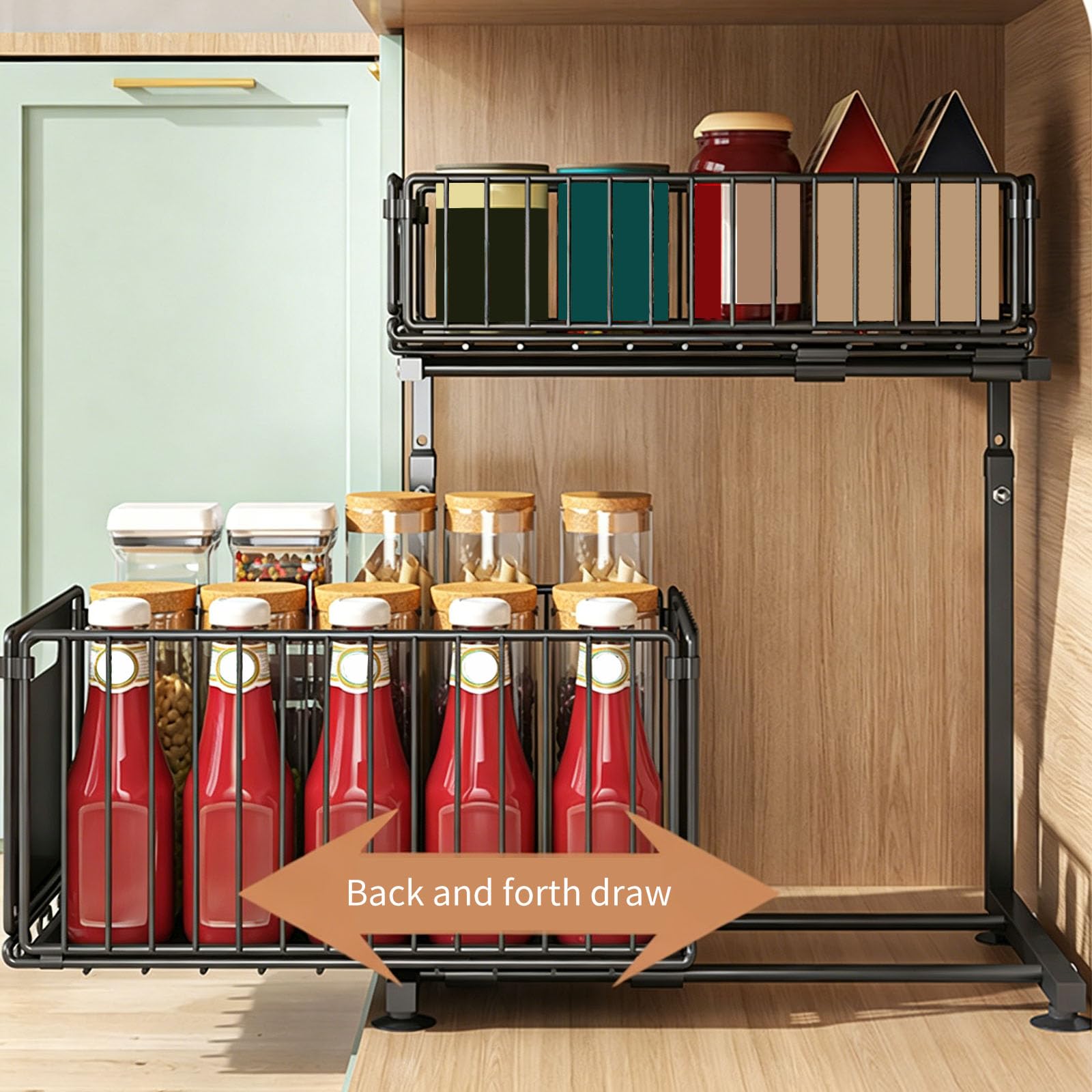 Étagère sous l ' évier, métallique Robuste à Double Couche pour maximiser l ' Espace de Rangement de l ' Armoire, étagère à Double Couche