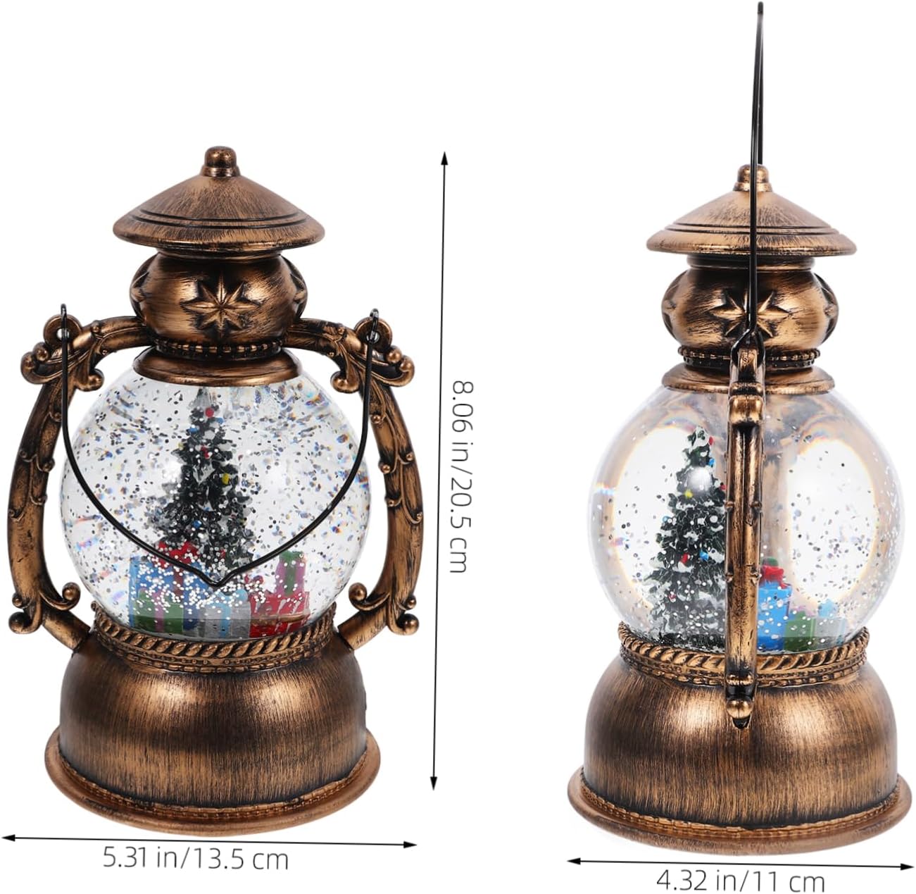 PRETYZOOM Christmas Snow Globe Lantern Led Lights and Music USB Battery Operated Holiday Decor for Home Office Festive Celebrations