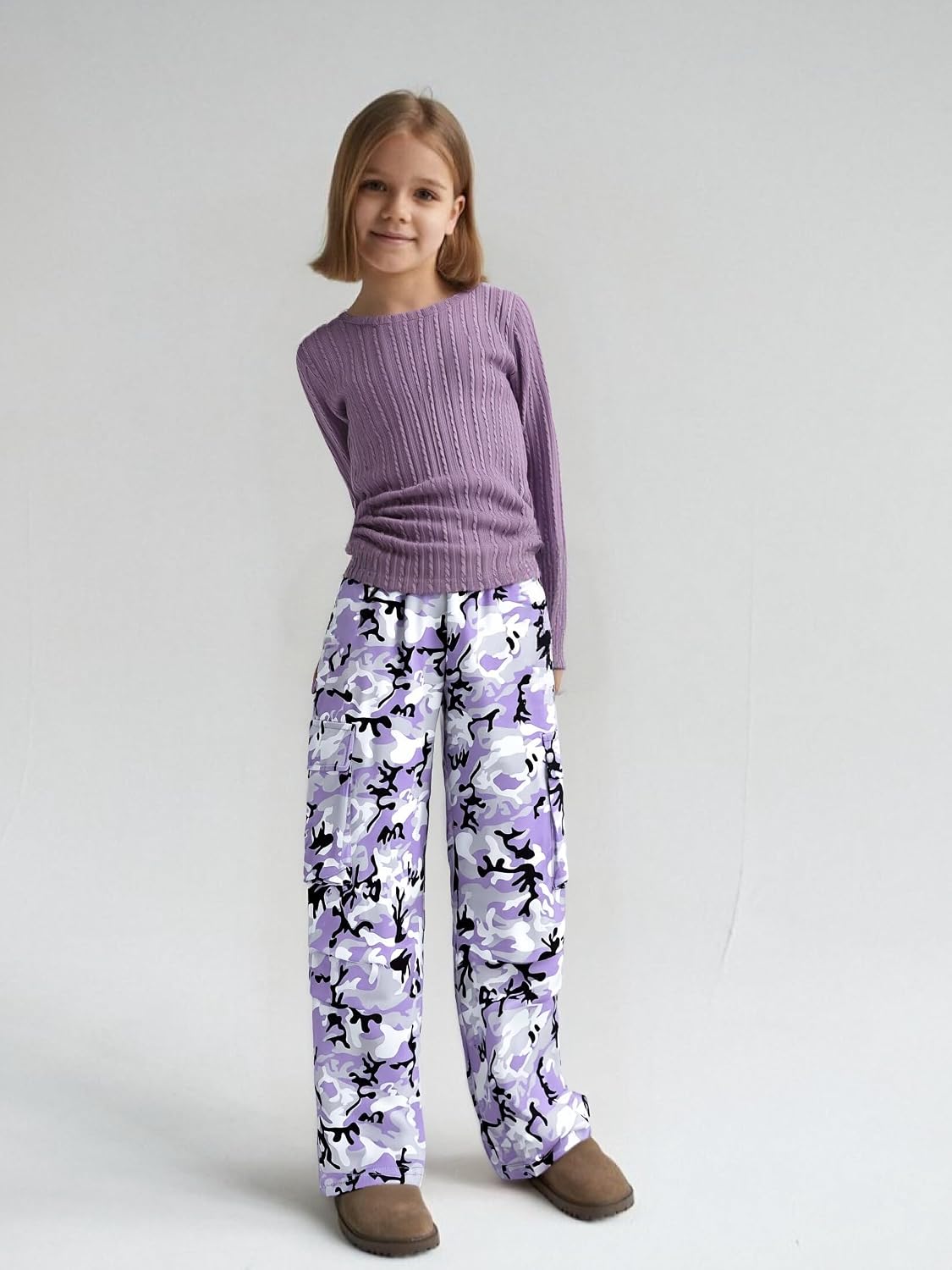 Azmxynol Tween Girls Clothes 2 Piece Long Sleeve Top + Cargo Pants, Teen Girls Fall Clothing Set, Sizes 7-15 Years image 3