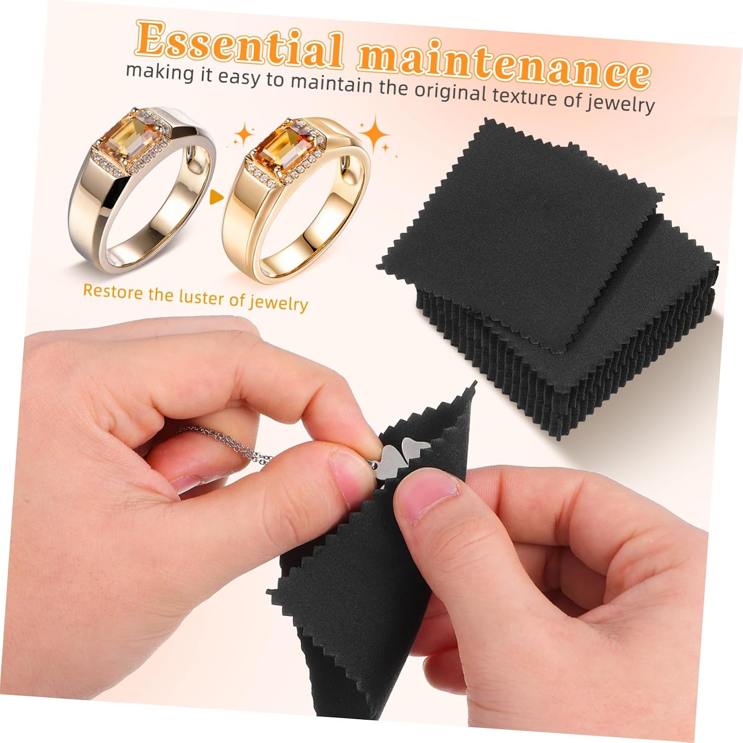 50pcs Jewelry Cleaning Cloth 3 Inch Square Soft Fabric for Silver