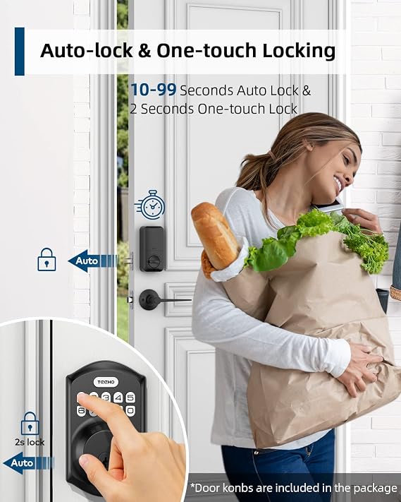 TEEHO Keyless Entry Door Lock - Keypad Door Lock with Handle