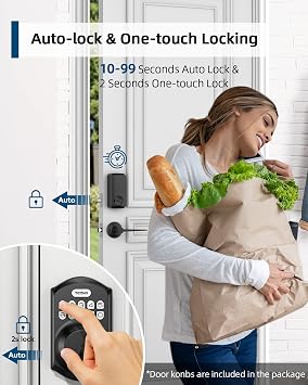 TEEHO Keyless Entry Door Lock - Keypad Door Lock with Handle