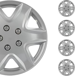 SCITOO Replacement Size 15-Inch Silver Hubcaps 4-Pack, Quick fit for Various Vehicles, Beautiful Look for Most Cars Trucks SUV