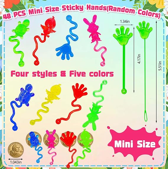 Easter Egg Fillers, Basket Stuffers for Teens Kids - 48Pcs Sticky Toys Hands Party Favors with Bunny Chick, Pinata Stuffers, Easter Gifts Hunt Games Supplies, Basket Essentials