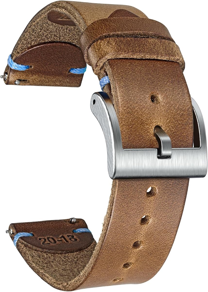 Correas de reloj de cuero para hombres, correa de reloj de cuero de liberación rápida Horween, envoltura de repuesto de reloj vintage de 18 mm, 20 mm, 22 mm