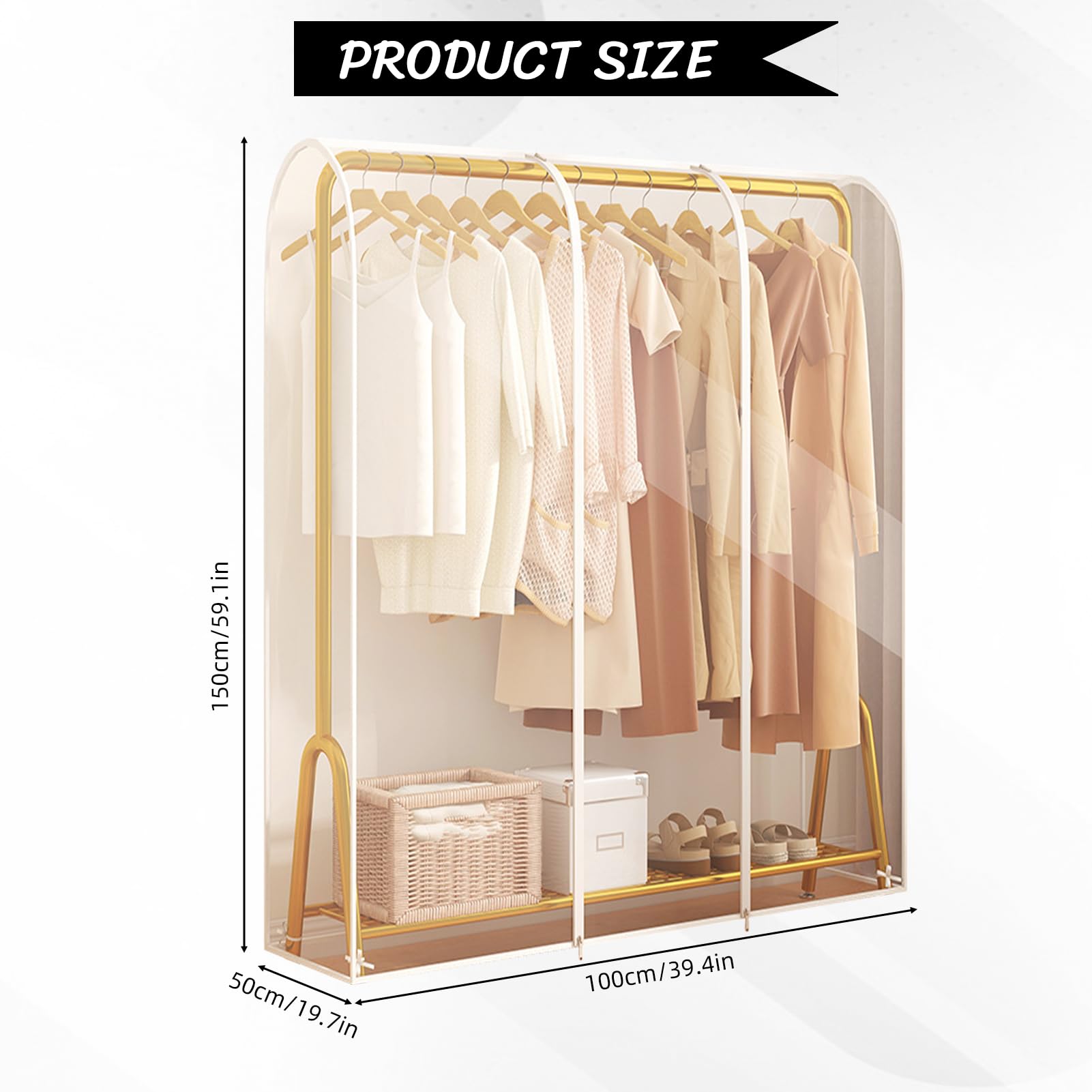 NICENEEDED 59'' Garment Bags for Hanging Clothes Large Clear Closet Clothing Protector - Image 2