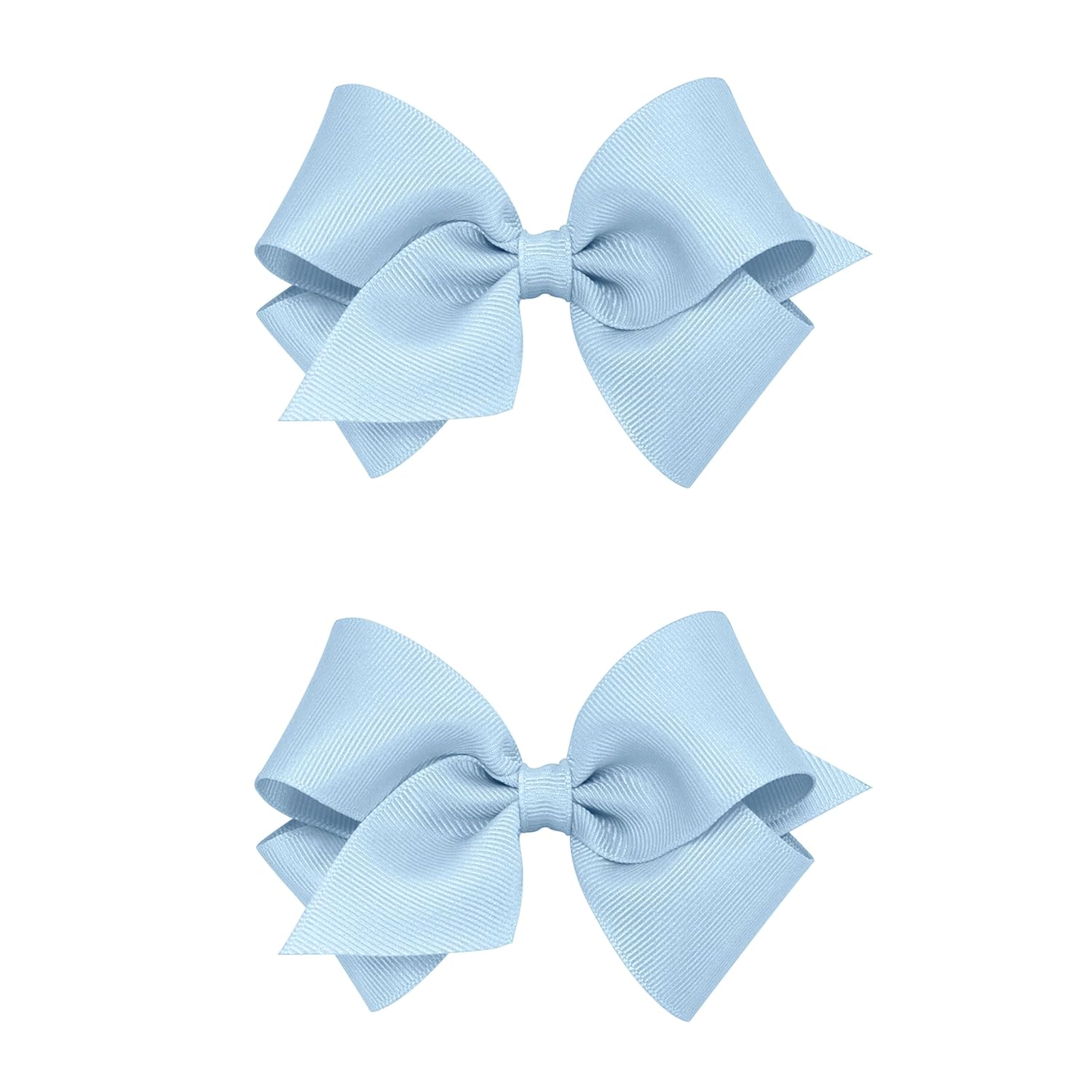 Wee Ones Girls 2 Pack Grosgrain Hair Bows with Plain Wrap Centre on a Wee Stay No Slip Clip, Small, Millenium Blue