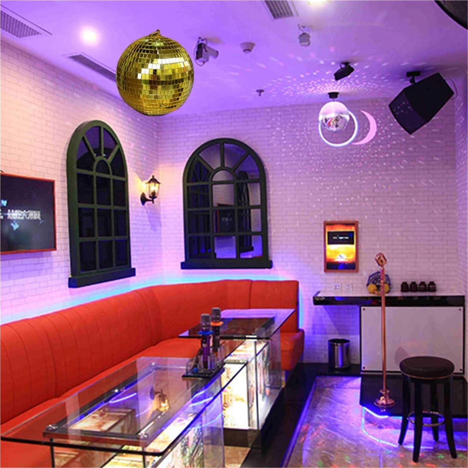 Decoración para fiestas con bola de espejos disco, Bola de espejos discoteca plateada 10-20cm(Diameter 15cm)