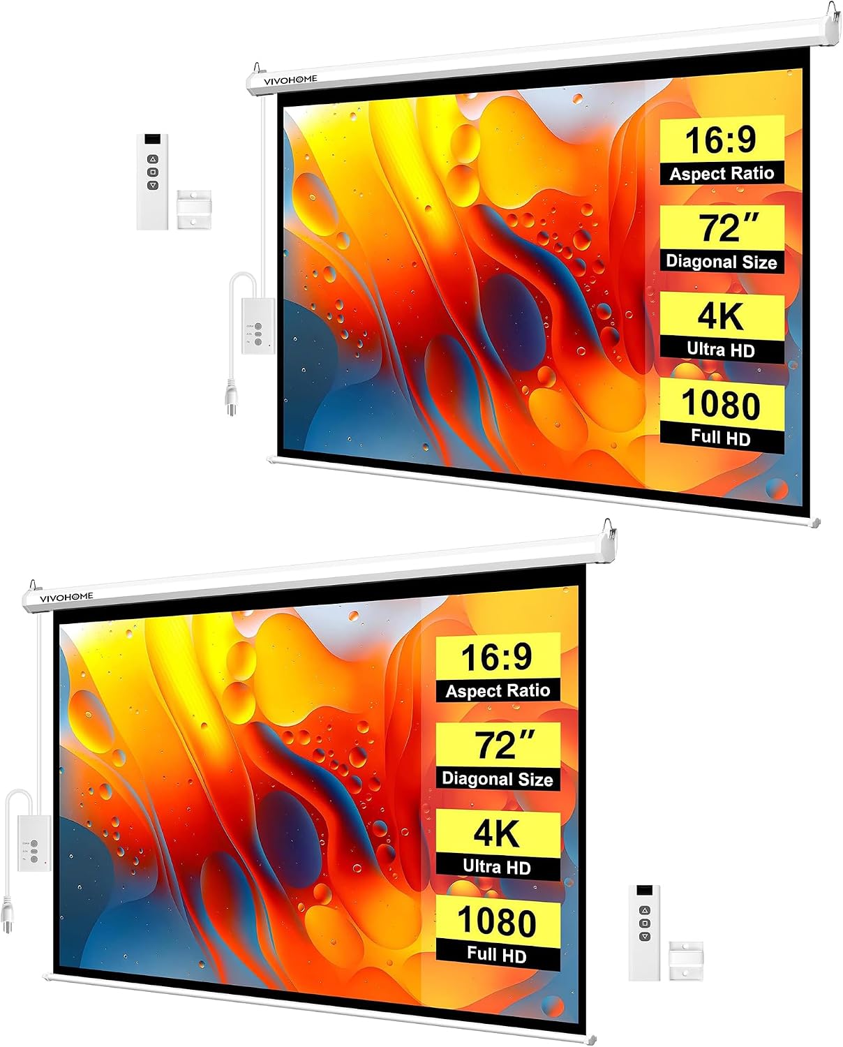VIVOHOME 2 Pack 72 Inch 16:9 Motorized...