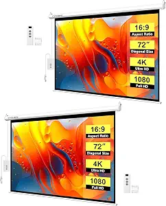 VIVOHOME 2 Pack 72 Inch 16:9 Motorized Projector Screen with Remote, HD 4K