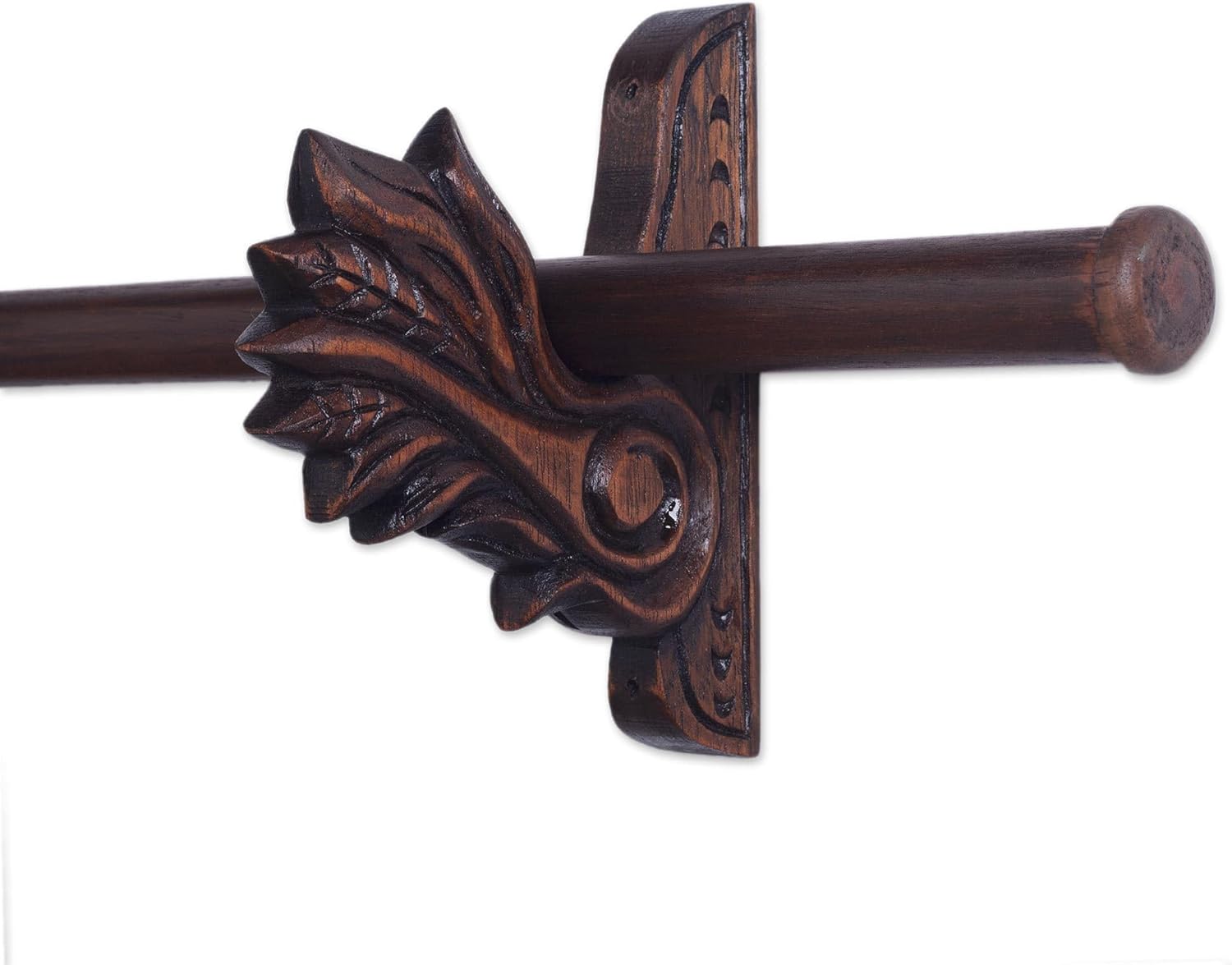 NOVICA Handmade Cedar Tapestry Rod Carved Acanthus Leaf Wood Brown Peru Wall Decor 'Acanthus'(3.5 Ft)