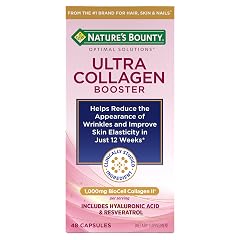 Natures Bounty Optimal Solutions Ultra Collagen Booster for Healthy-Aging Supplement Resveratrol Hyaluronic Acid Collagen Capsules for Women 48
