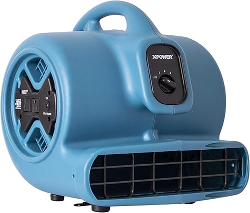 XPOWER P-600A Pro 1/3HP 2600 CFM - Movimiento de aire centrífugo, secadora de alfombras, ventilador de piso, soplador, para restauración de daños