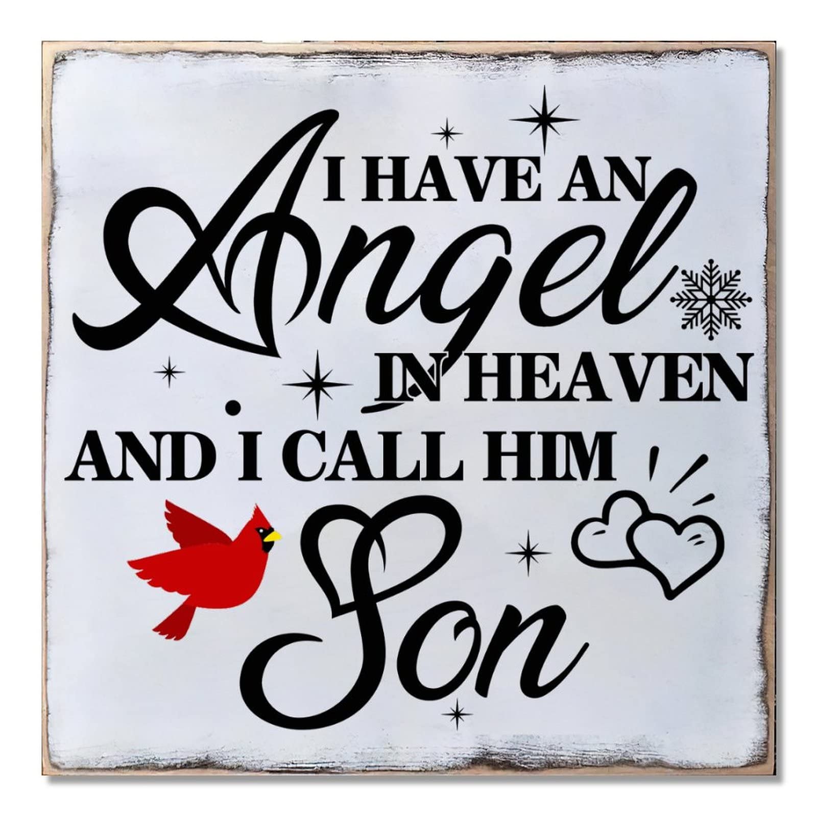 Ange au ciel mon fils décoration Noël bois souvenir mémorable