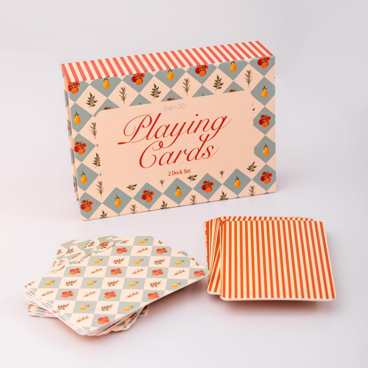 ban.do 2 Decks of Playing Cards, 52-Count Standard Card Deck with Case, Cute Playing Cards in Decorative Storage Box, Garden