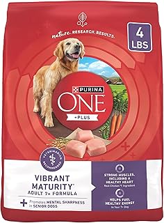 Purina ONE High Protein Dry Senior Dog Food Plus Vibrant Maturity Adult 7 Plus Formula - (Pack of 4) 4 lb. Bags