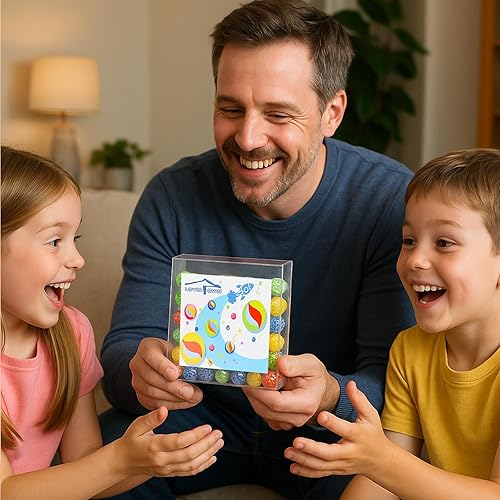 Miniatura 6 de LovesTown 60 canicas de vidrio coloridas, canicas de vidrio de colores mixtos de 58 pulgadas para niños, juegos de marlbes, juguetes retro, rellenos