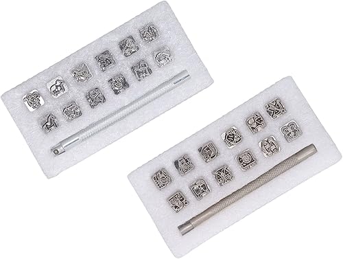 Miniatura 4 de 24 herramientas de estampado de cuero, 12 unidades de diferentes formas de animales para manualidades, grabado de cuero