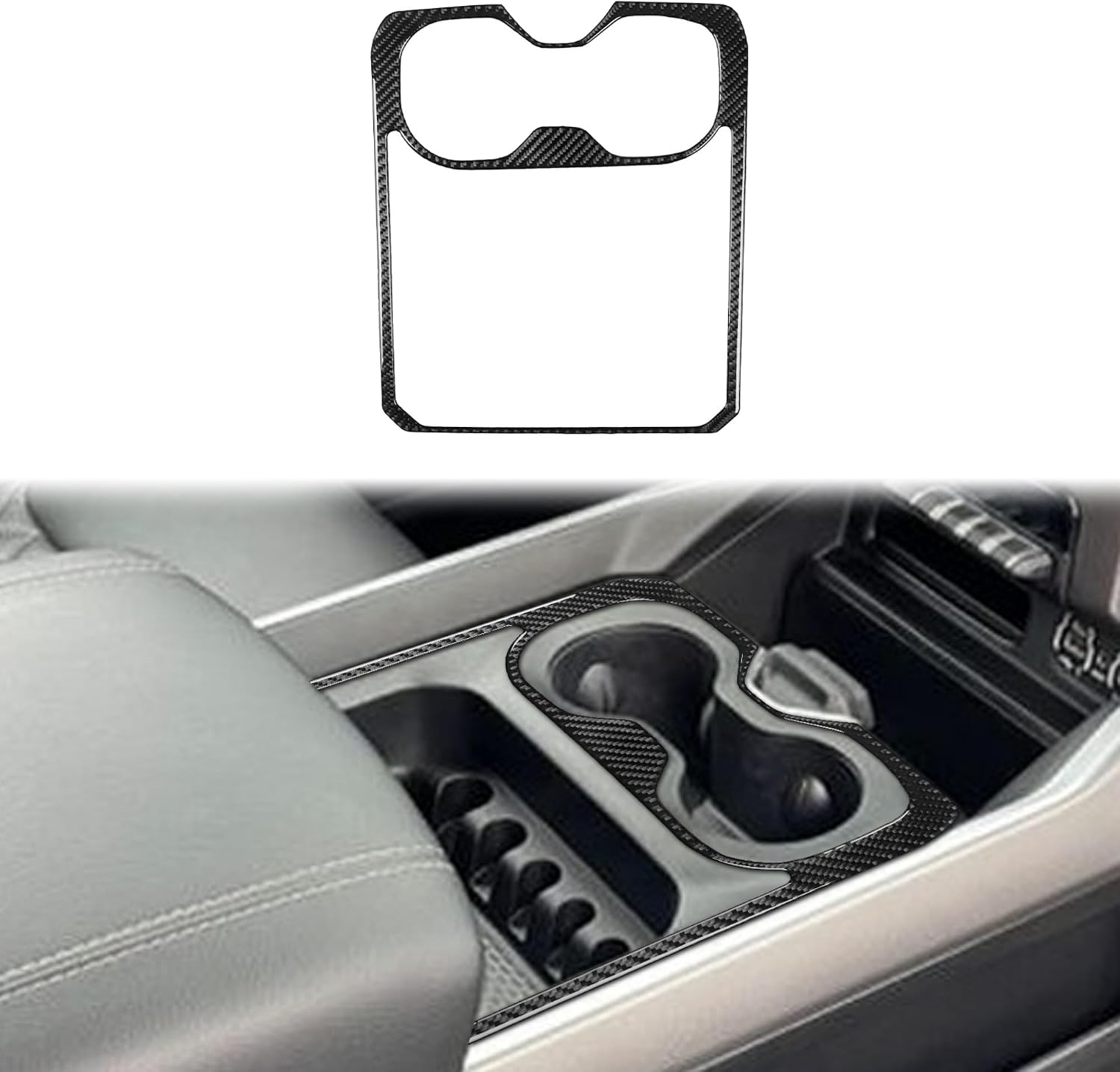 Carbon Fiber for Dodge RAM 2019-2023 Cover Sticker Protective Accessories Decoration Trim (Classic, Water Cup Holder Panel 22)