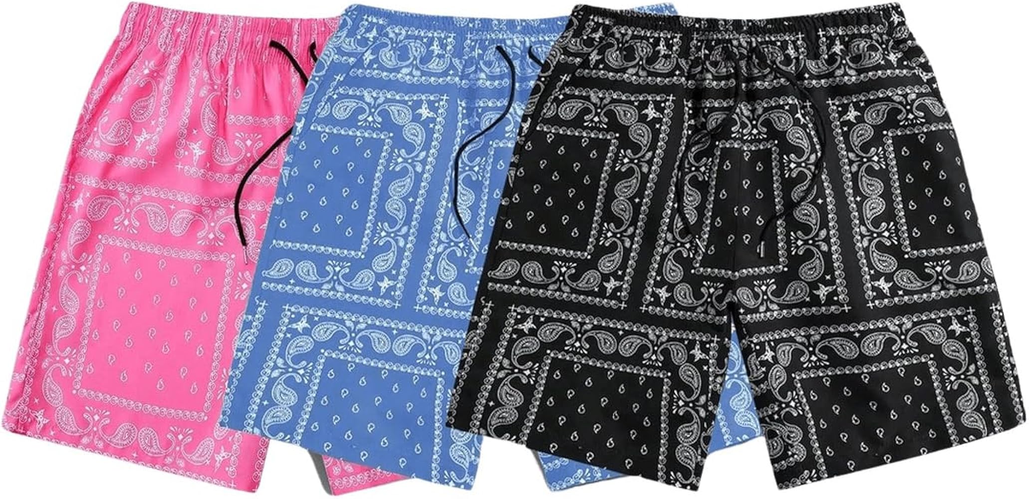 SOLY HUX Men's Paisley Bandana Shorts 3 Packs Summer Casual