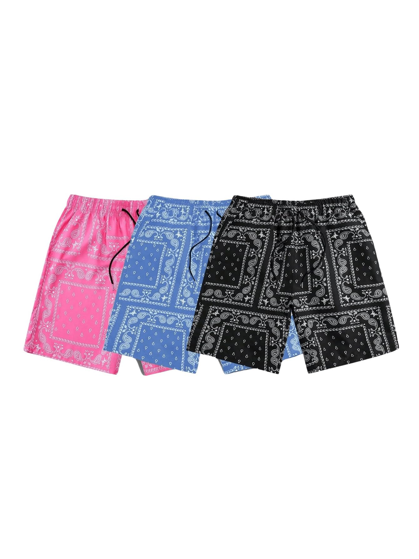 SOLY HUX Men's Paisley Bandana Shorts 3 Packs Summer Casual
