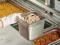 Vista 74 de CURTA Paquete de 6 cubiertas de sartén de mesa de vapor de tamaño 1/4 con asa, NSF, tapa de bandeja de hotel, tapa de comida de catering