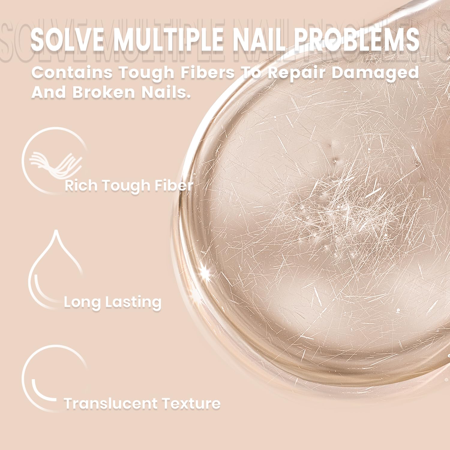 RARJSM Clear Fiber Glass Rubber Base Gel Nail Polish for Repair Broken Nails Strengthener Gel Base Coat Transparent Brush on BuildingGel in a Bottle Soak Off UV LED Curing Requires 15ml Salon Home