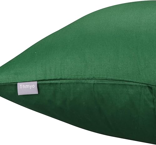 Miniatura 8 de Juego de 4 fundas cuadradas de algodón para cojín, cómodas, decorativas y de color liso (solo funda, sin relleno)