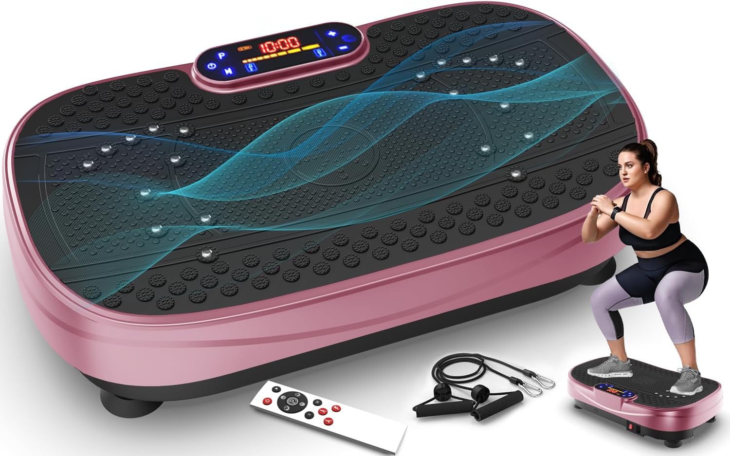 New Vibration Plate Exercise Machine -130 Level Full Body Workout Vibrating Plate for Lymphatic Drainage Weight Loss, 450 Lbs Capacity,Shake Fitness Platform with Resistance Bands Bluetooth