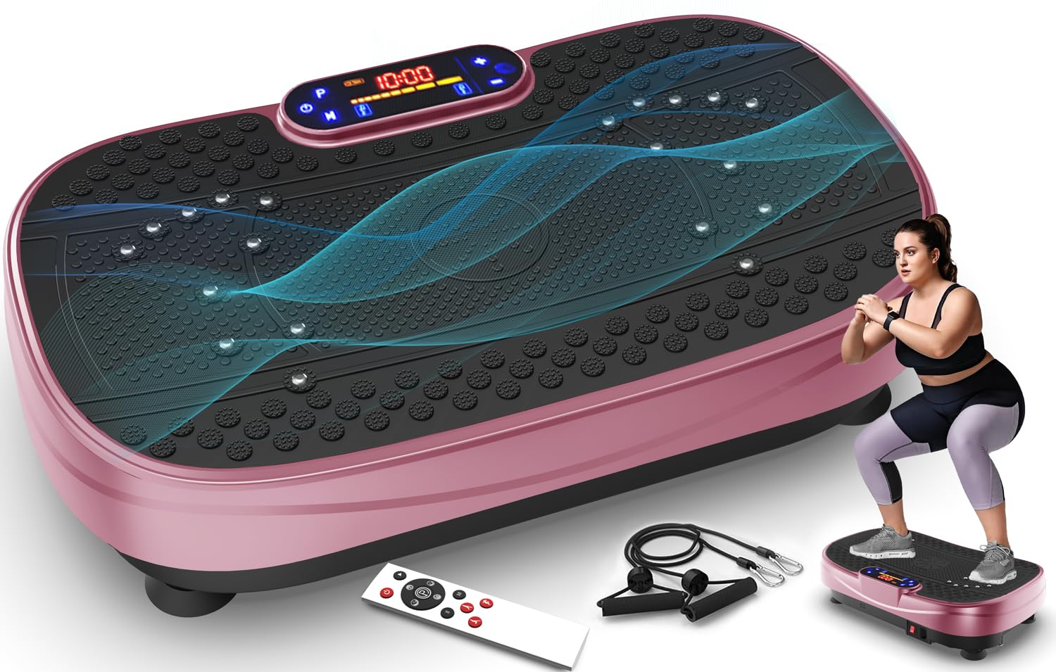 Vibration Plate Machine with Resistance Bands and Remote Control 125 Speed Levels 450LB Capacity Whole Body Oscillating Platform for Home Use