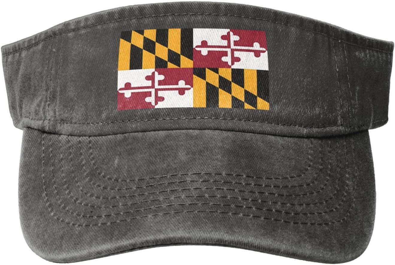 Sun Hats for Men Women Summer Sport Empty top Baseball Cotton with for Beach, Summer, Flag of Maryland Black