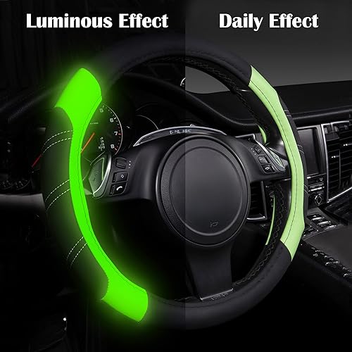 Miniatura 133 de CAR PASS Line Rider - Funda de cuero de microfibra deportiva para volante, ajuste universal para el 95% de camiones, SUV, automóviles, diseño cómodo