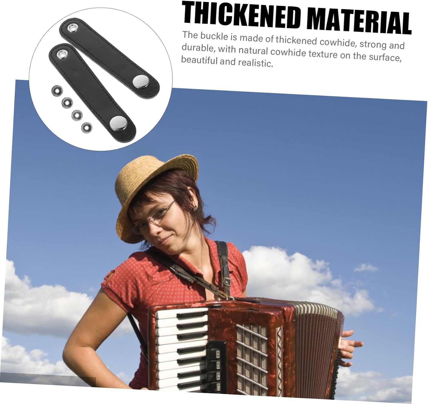 Accordion Bellows Belt Leather Double Layer Black