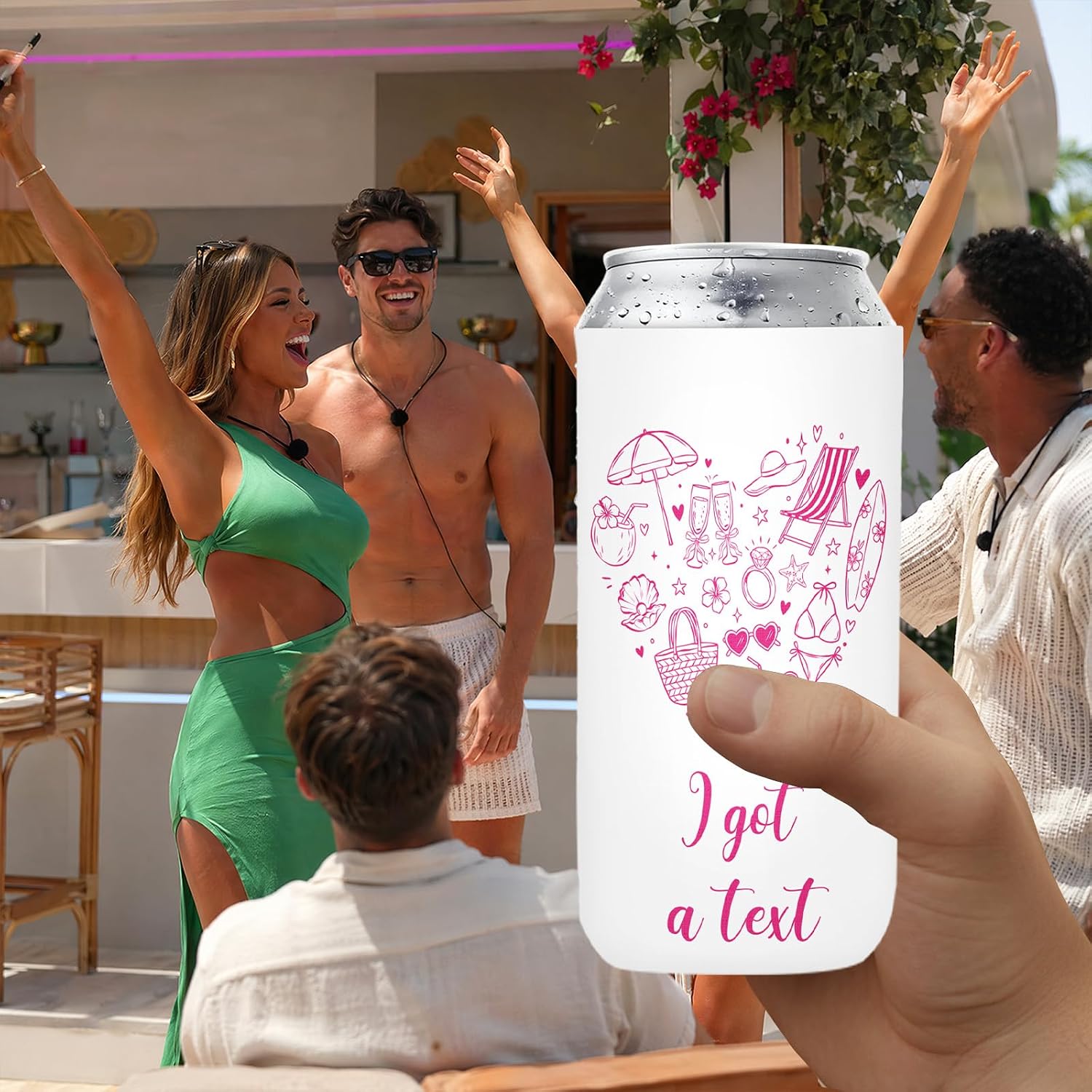 Island of Love Bachelorette Can Coolers, Slim Beer Cans Sleeves image 4