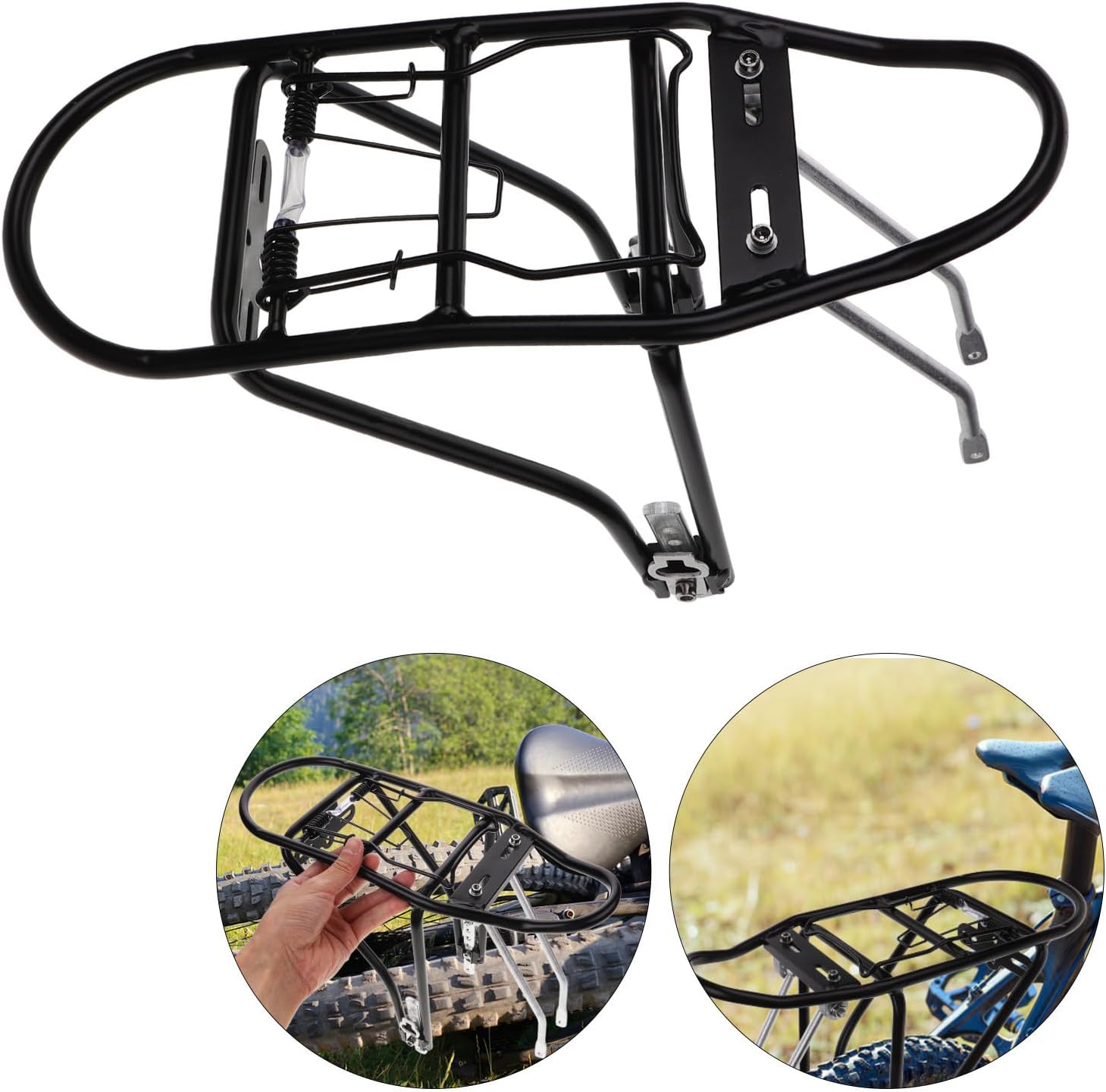 Bicycle Rear Rack Rear Cargo Rack Aluminum Alloy for Bikes, Easy and Secure Installation, Sleek Black for Cycling and Travel Accessories