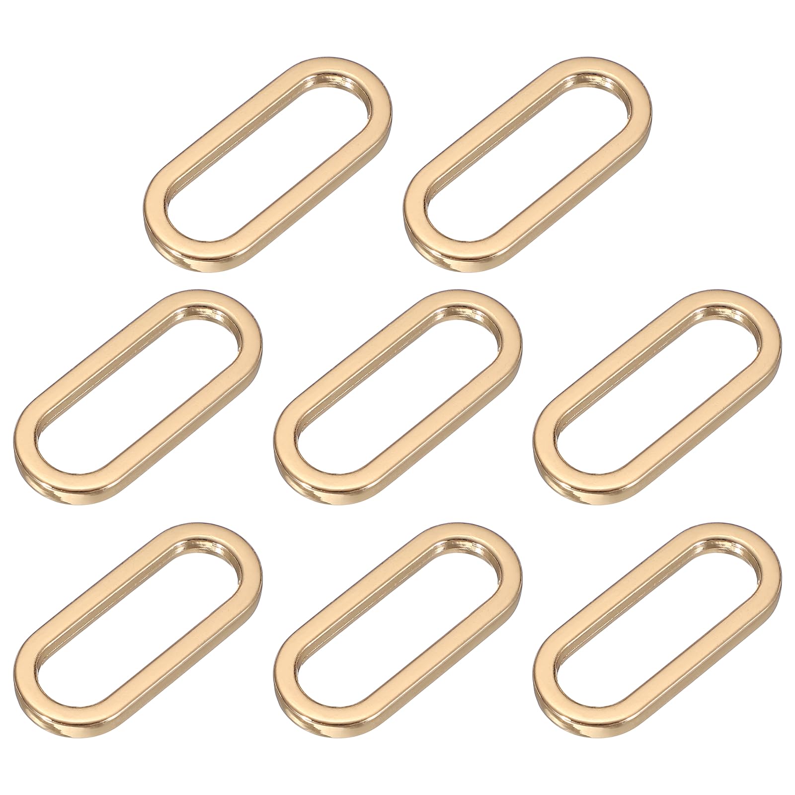 YELARXI Metal Oval Ring, Metal Buckles for Straps Flat Ring 0.7 Inch & 8 Pack & Light Gold-Fitting for (DIY Purse Making/Bag Belt/Leathercraft/Handbag Straps)