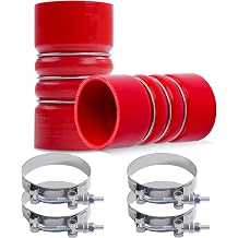 3" X 6" Silicone Charge Air Cooler Hump Hose with Clamp,2PCS Red | Heavy Duty 3 inch ID Turbo Air Intake and Intercooler CAC Hose Kit with 4Pcs T-Bolt Clamps Set for Semi Trucks