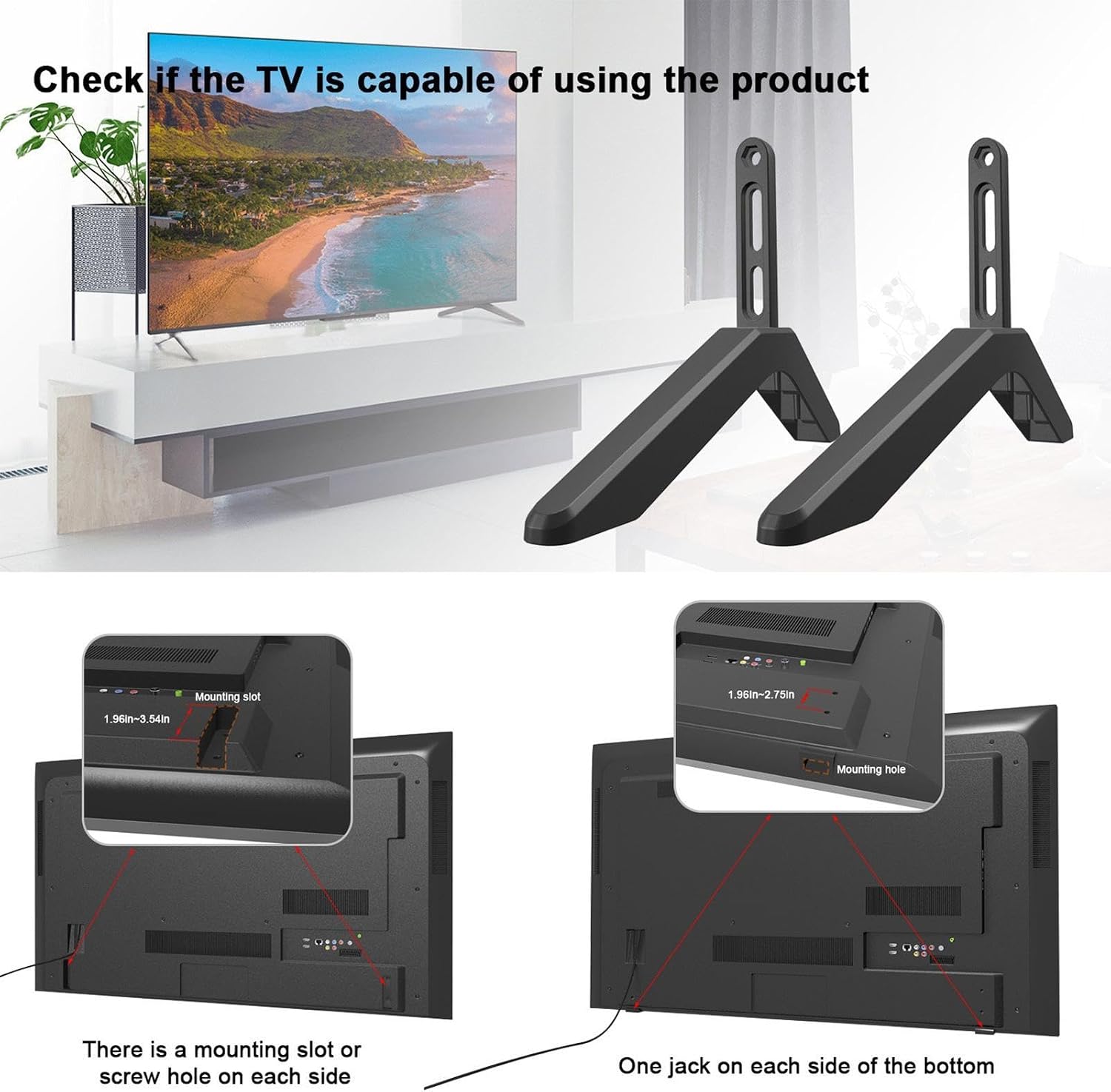 TV Stand Mount, Aluminum Alloy Tool, Heightening Stand Part, Stable Support Unit, Non Slip Item, Aluminum Alloy Heightening Support Stable Remain Non Slip Base Feet Unit