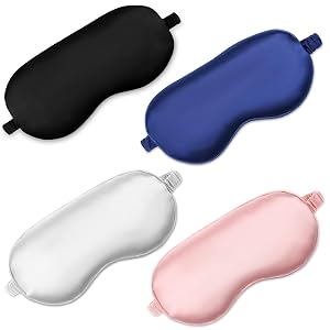 Yuanchu 4Pcs Sleep Eye Masks Silky Soft Satin Eye Mask Cover Night Eyeshade Travel Nap Effective Shading Blindfold